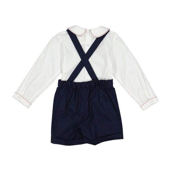 George Smocked Dungaree Set in Navy