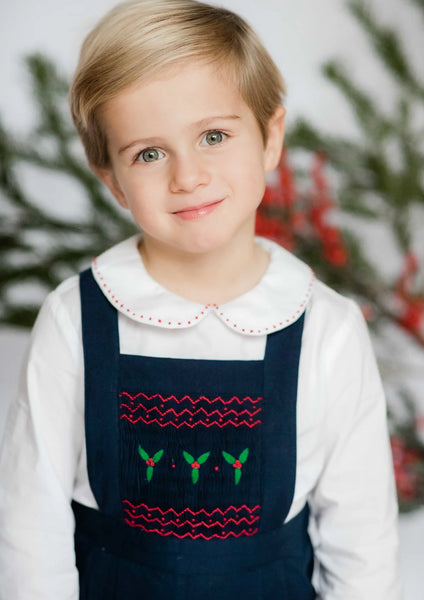 George Smocked Dungaree Set in Navy