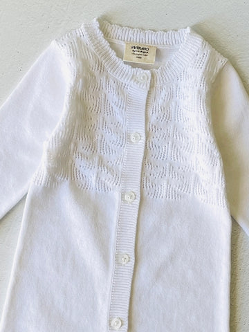 Organic Cotton Knit Pointelle Coverall in White