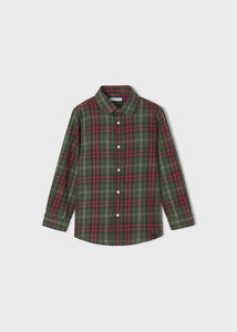 Flannel Button Up Shirt in Red & Green Plaid
