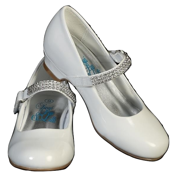 Girls Communion White 1" Heel Shoes1