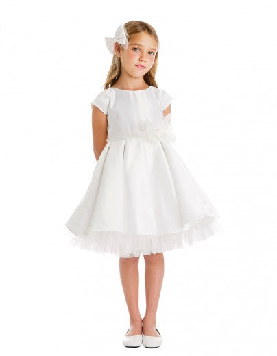 Classic Bow Party Dress in Off White