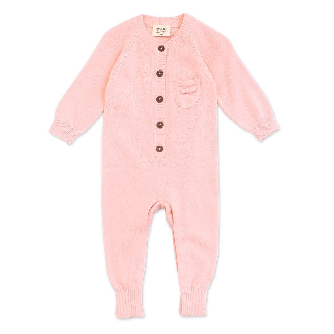 Organic Cotton Knit Coverall in Blush Pink