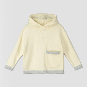 Tegen Sweater with Hood in Ivory with Gray Pant Set