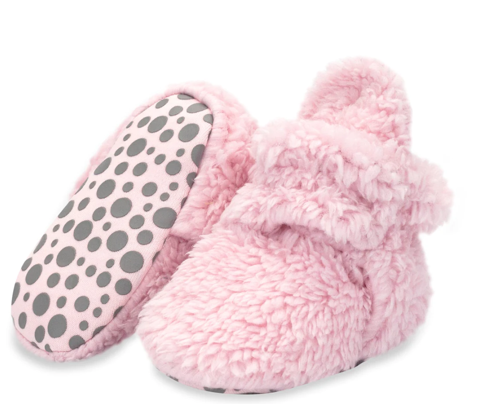 Zutano Furry Fleece Baby Booties in Light Pink