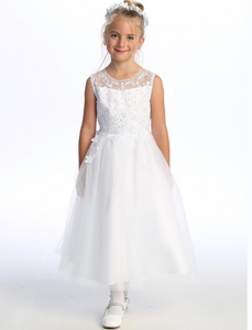 Embroidered Tulle & Sequins Communion Dress
