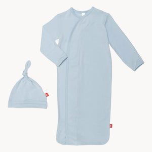 Modal Magnetic Sleeping Sack Gown & Hat Set in Baby Blue