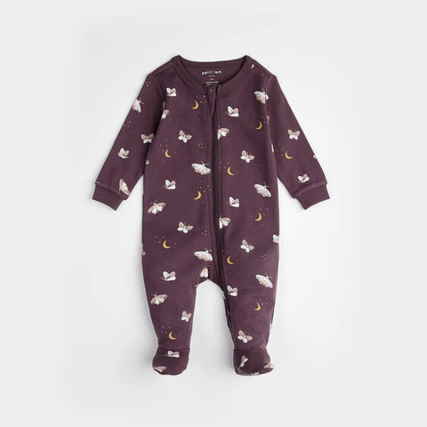 Organic Cotton Zipper Footie in Butterflies Huckleberry