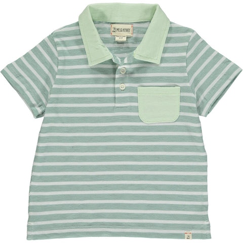 Boy's Anchor Polo Shirt in Sage