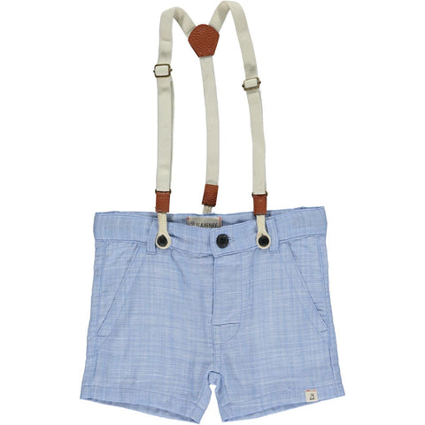 Captain Linen Shorts in Blue with Suspenders