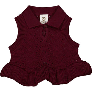 Organic Cotton Knit Vest & Legging with Bodysuit 3 pc Set in Berry