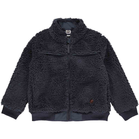 Fleece Sherpa Zipper Jacket in Night Blue