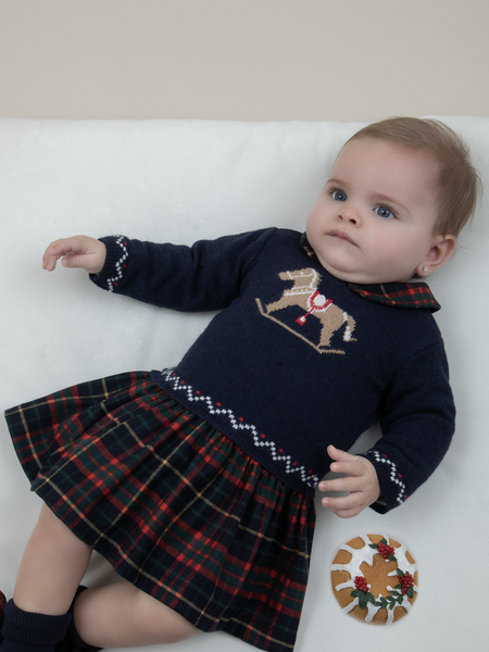 Rocking Horse Sweater and Brit Tartan Baby Dress