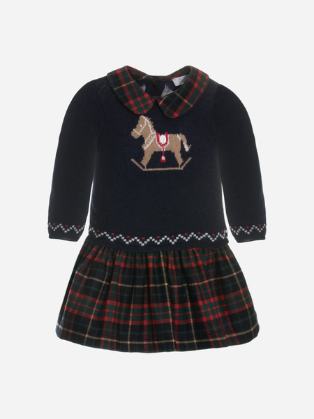 Rocking Horse Sweater and Brit Tartan Baby Dress