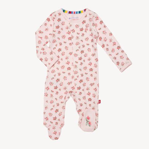 Organic Cotton Magnetic Footie in Babe in Bouquet de Fleurs