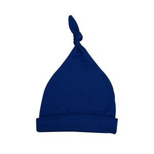 Pima Cotton Zipper Knot Hat in Bright Navy Blue