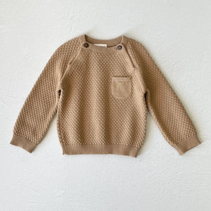 Organic Cotton Knit Sweater in Earth Brown
