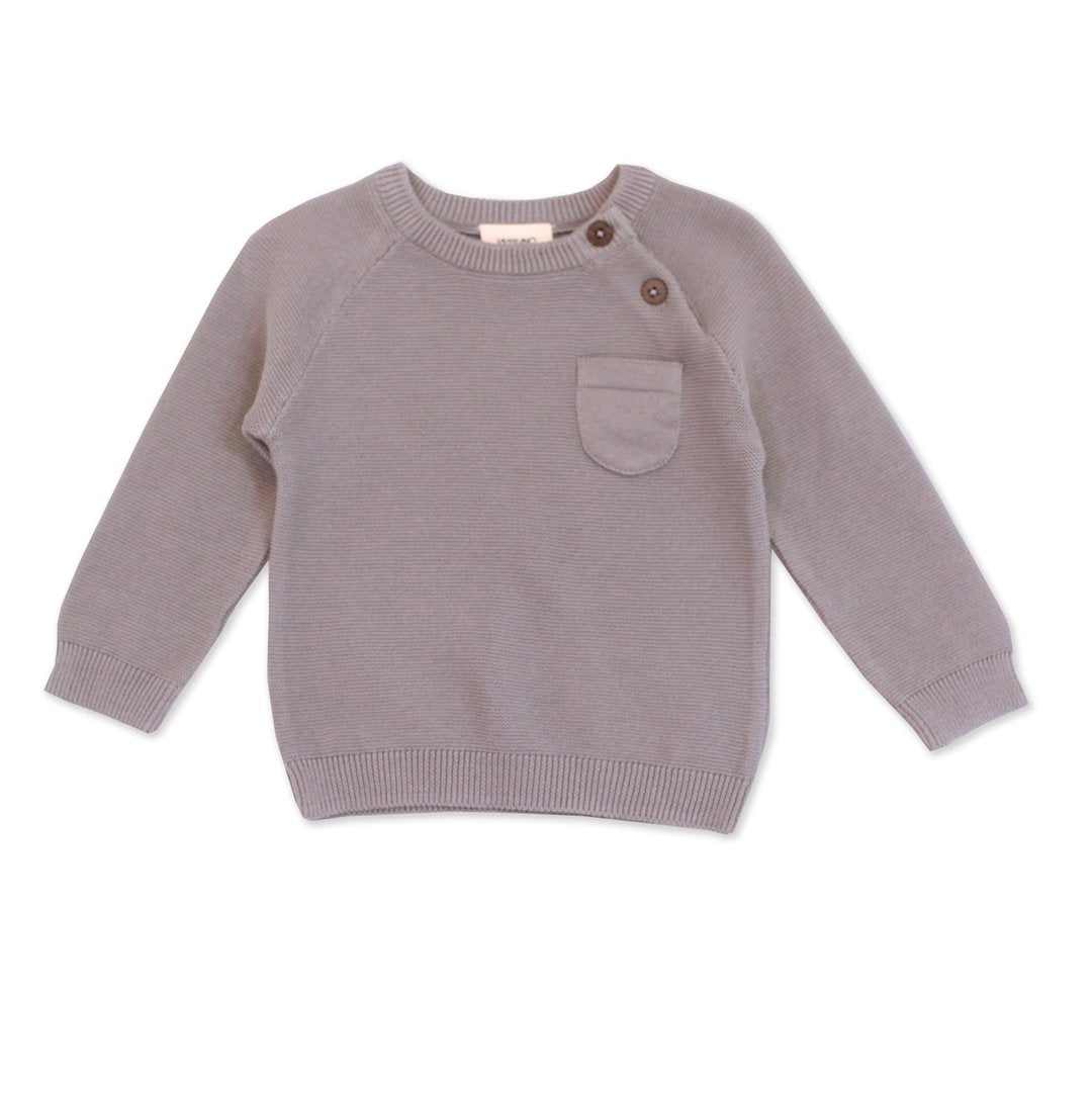 Organic Cotton Knit Sweater in Gray