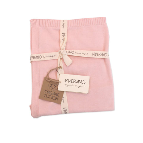 Organic Cotton Knit Blanket in Blush