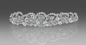 2138 Communion Headpiece - Swarovski Crystal Beaded Scalloped Edge with Veil