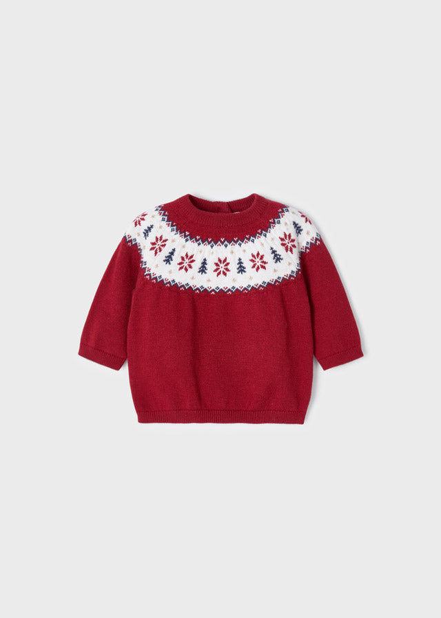 Holiday Jacquard Sweater in Red