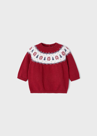 Holiday Jacquard Sweater in Red