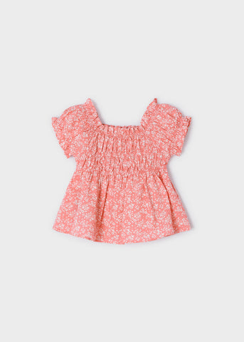 Floral Smocked Top in Coral Blush