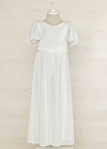 Pleated Chiffon Jumpsuit in White
