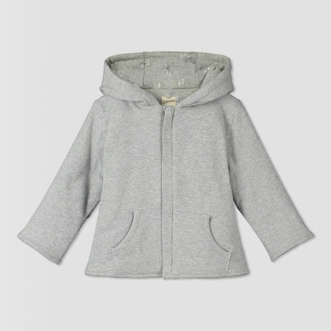 Austell Zip Up Hooded Jacket in Light Gray