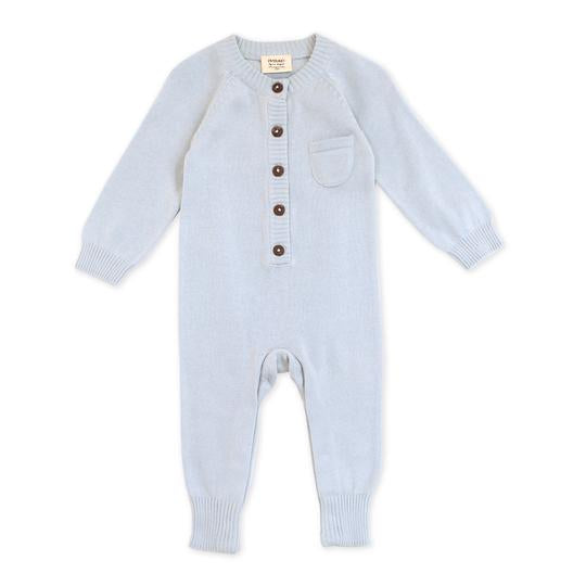 Organic Cotton Knit Coverall in Blue