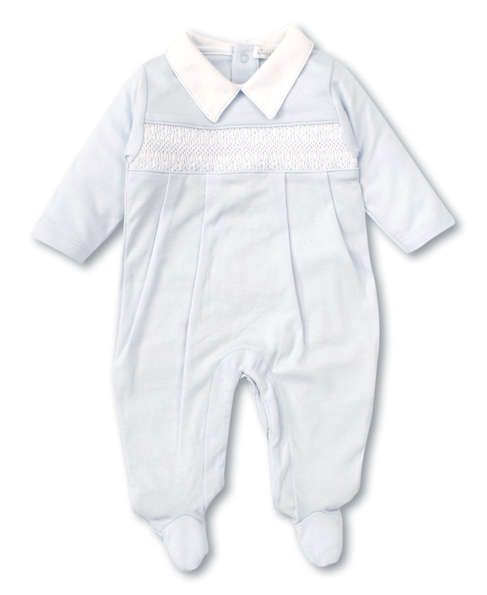 Hand Smocked CLB Footie in Blue