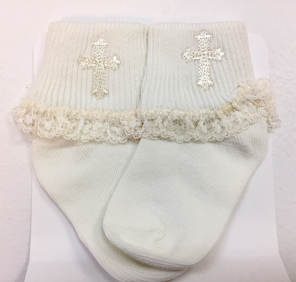 Ivory christening socks on sale