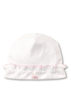 SCE Embroidered Ribbon Rose Footie and Hat Set in White