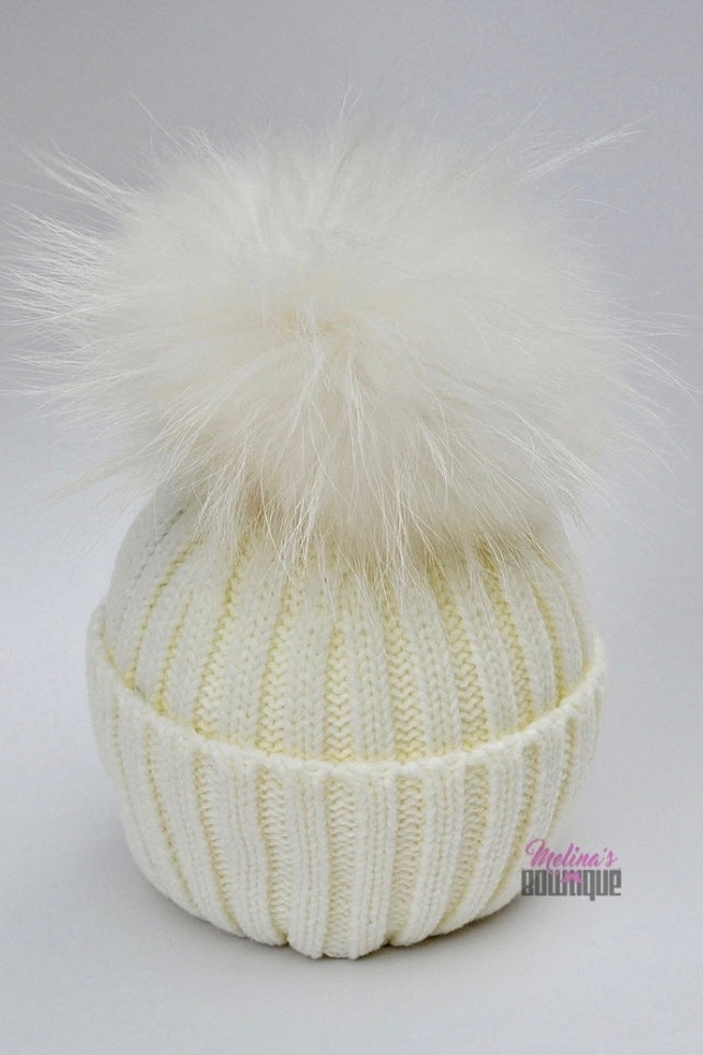 Baby / Toddler Pom Pom Hat in Ivory