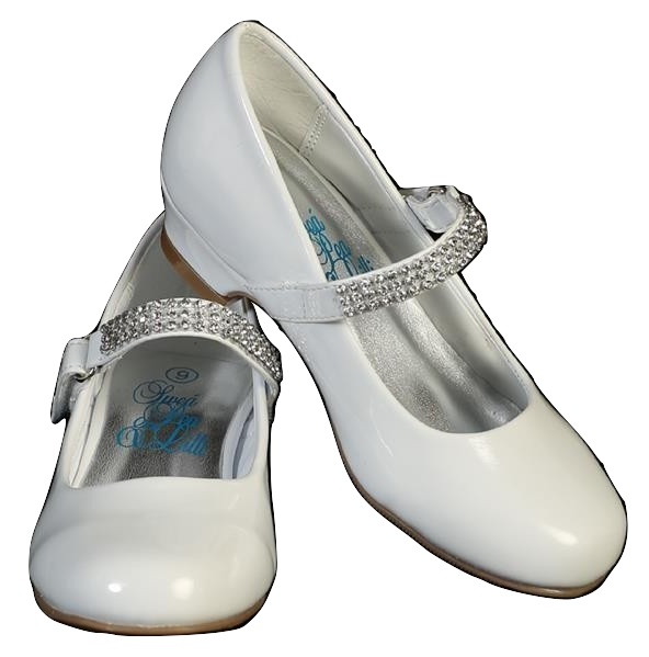 Girls Communion White 1" Heel Shoes
