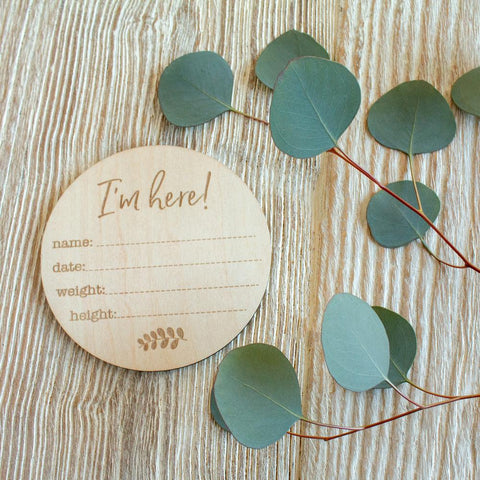 I'm Here Birth Announcement Milestone Disc