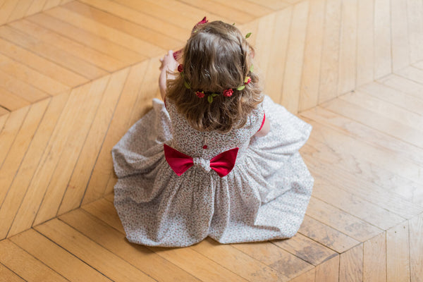 Girls Smocked Holiday Dress in Philippine Red
