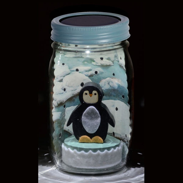 Penguin Mason Jar Solar Light