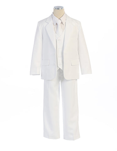 Boys Slim Fit Suit in White