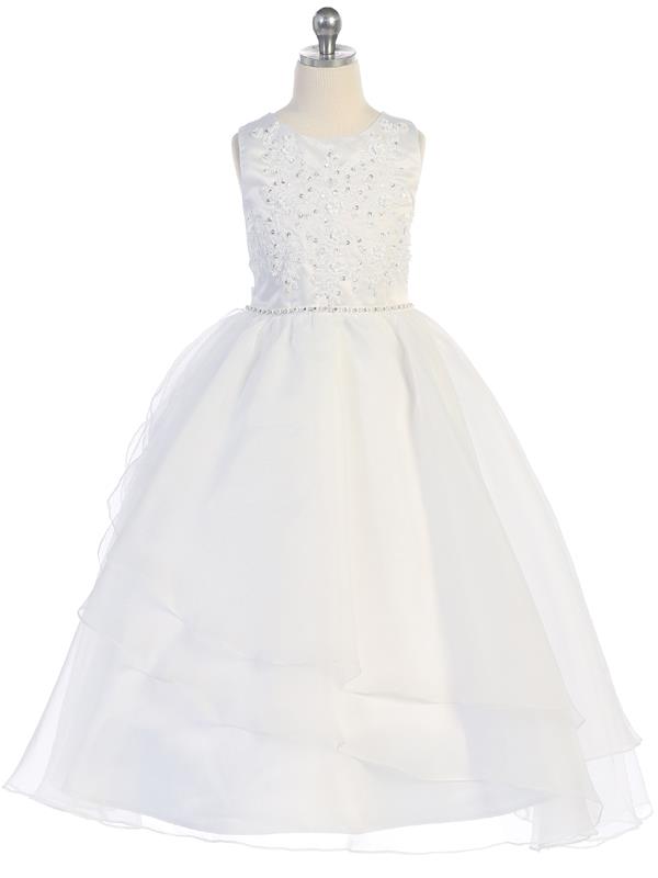 Embroidered Applique & Organza Communion Dress