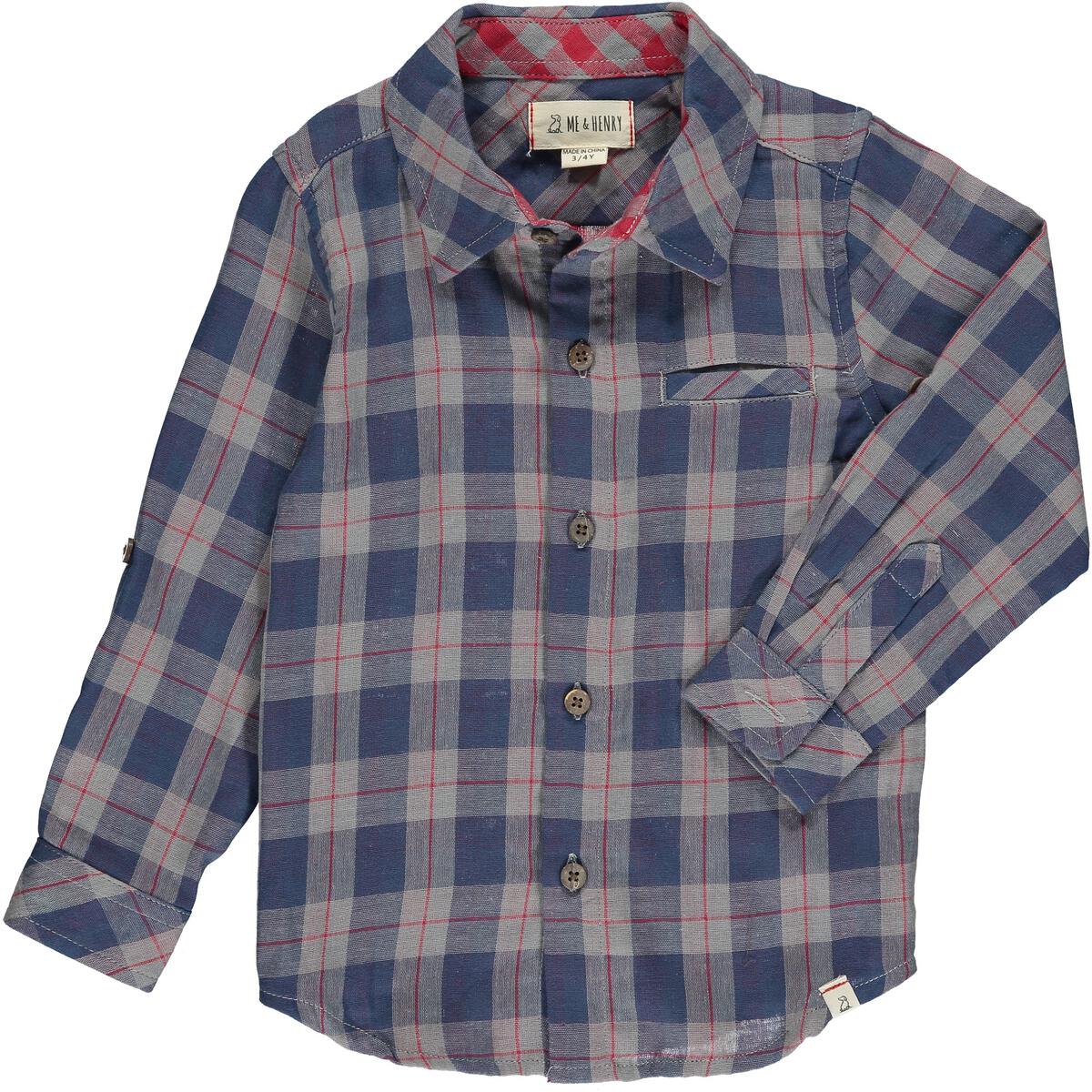 Boy's Atwood Blue Plaid Button Down Shirt