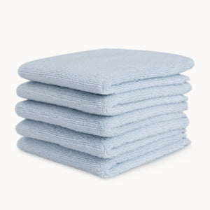 Organic Cotton 5 Pack Washcloths in Light Blue