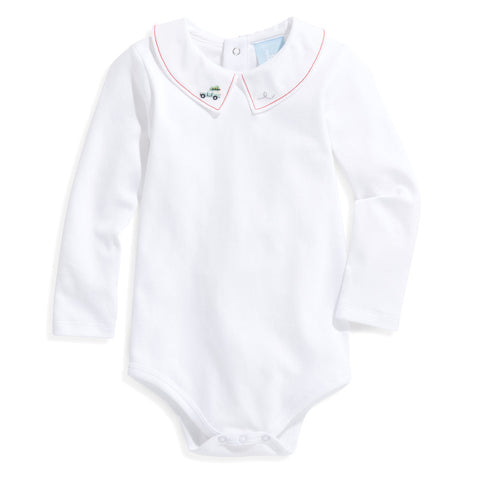 Embroidered Christmas Truck Collared Bodysuit