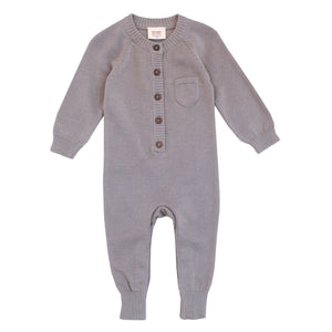 Organic Cotton Knit Coverall in Gray
