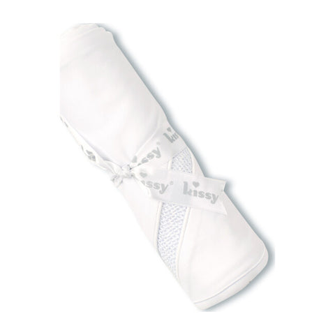 Baby CLB Hand Smocked Blanket in White / Blue
