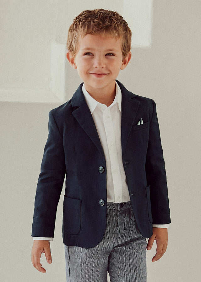 Boy's Linen Blazer in Navy Blue