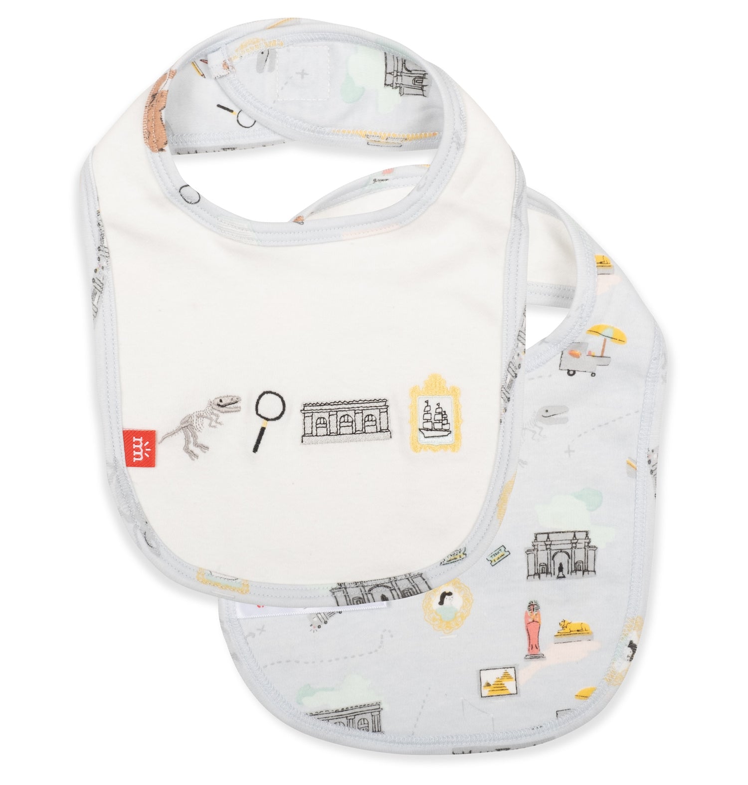 Organic Cotton Magnetic Reversible Bib in a Day at the Museum