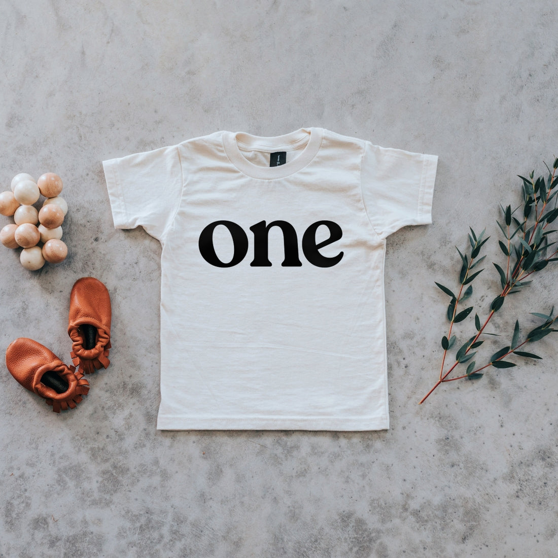 ONE Organic Cotton Birthday Tee in Cream