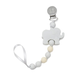 Pacifier Clip Chewbeads Toy in Light Gray Elephant
