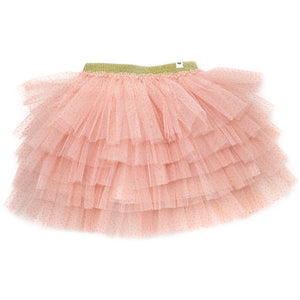 Oh Baby! Gold Band Layered Frill Tutu in Pale Pink with Gold Speck